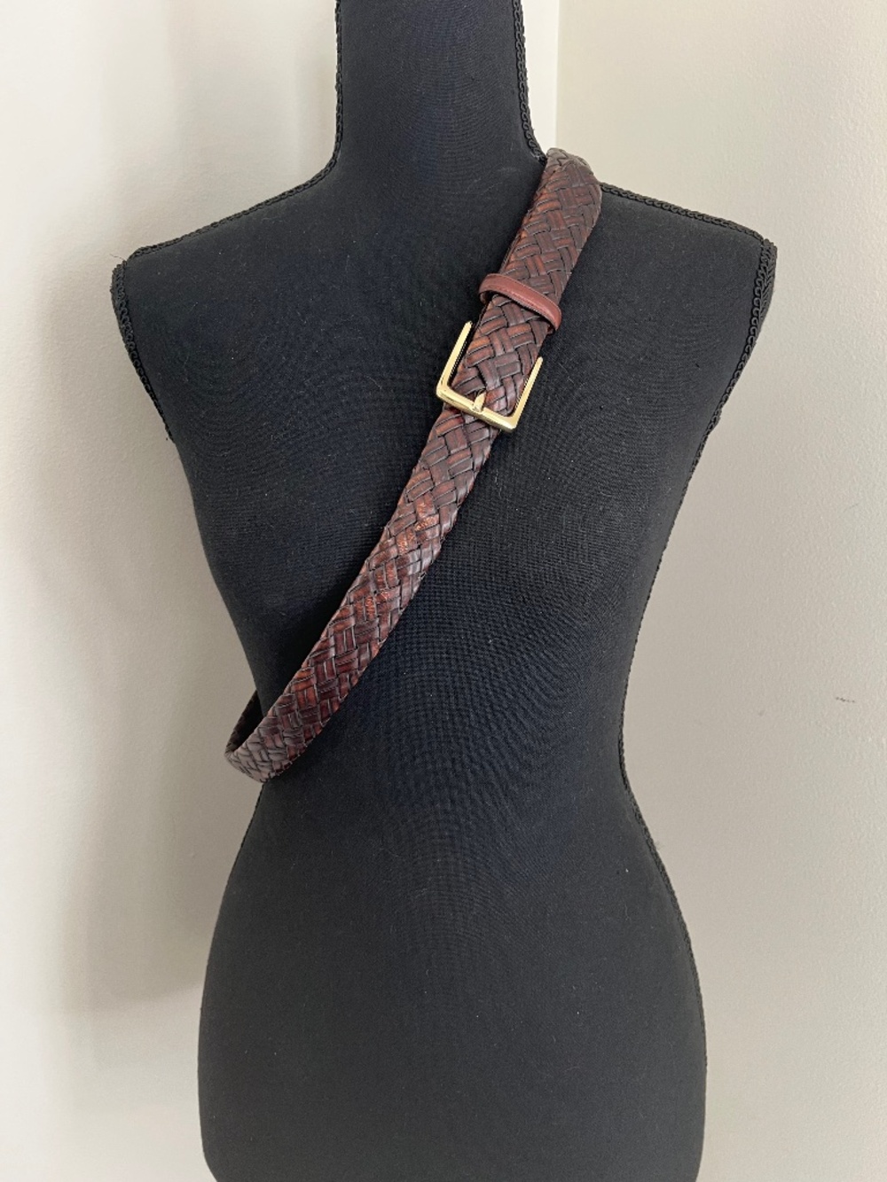 Men's Unbranded Vintage Brown Bonded Leather Braided Belt #110561 210